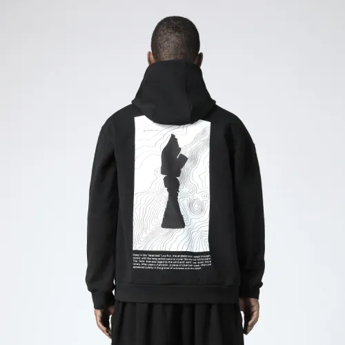 NORVINCY Artistic Style Print Hooded Loose Fit Sweatshirt Unisex