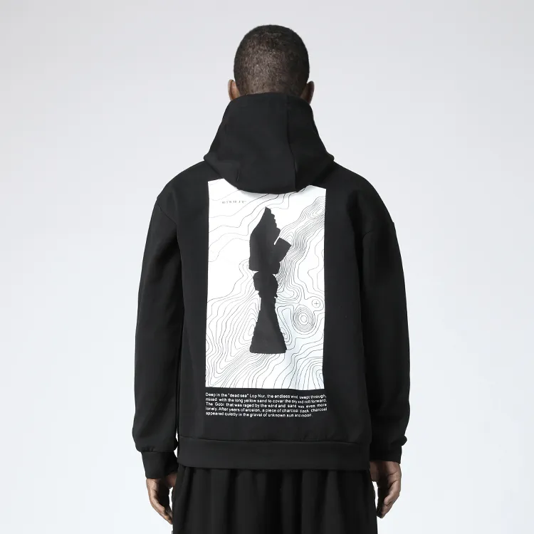 NORVINCY Artistic Style Print Hooded Loose Fit Sweatshirt Unisex-0