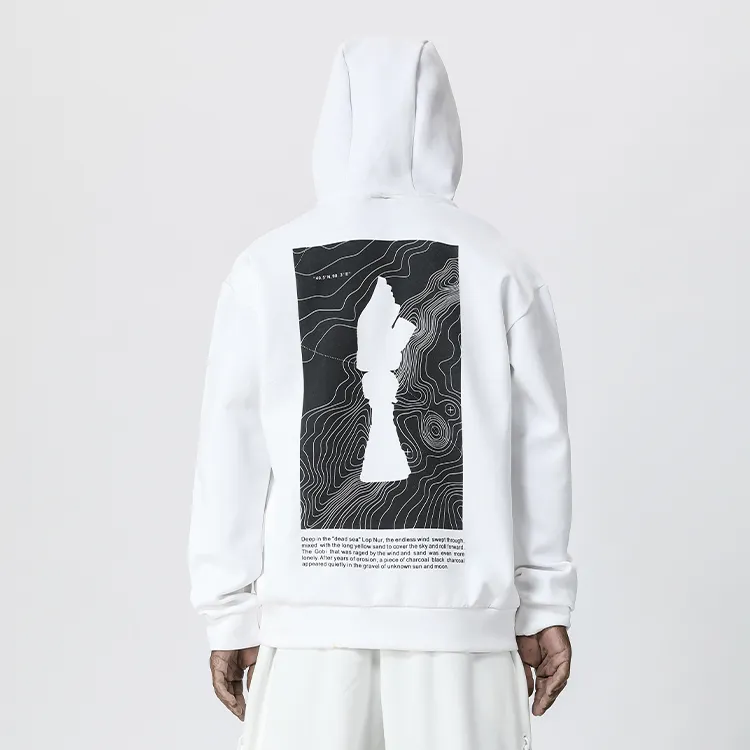 NORVINCY Artistic Style Print Hooded Loose Fit Sweatshirt Unisex-7