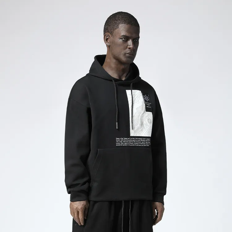 NORVINCY Artistic Style Print Hooded Loose Fit Sweatshirt Unisex-1