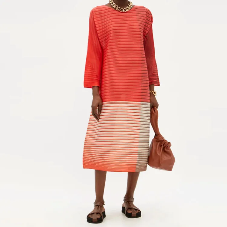 PLEATS PLEASE ISSEY MIYAKE Long-Sleeved Dresses Women's Red-1