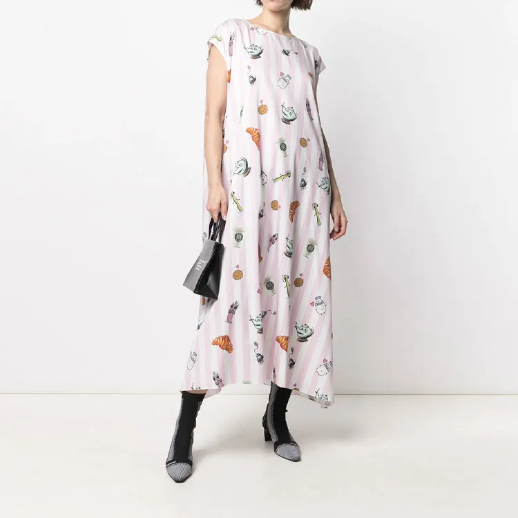 Vetements Sleeveless Dresses Women's Pink White-3