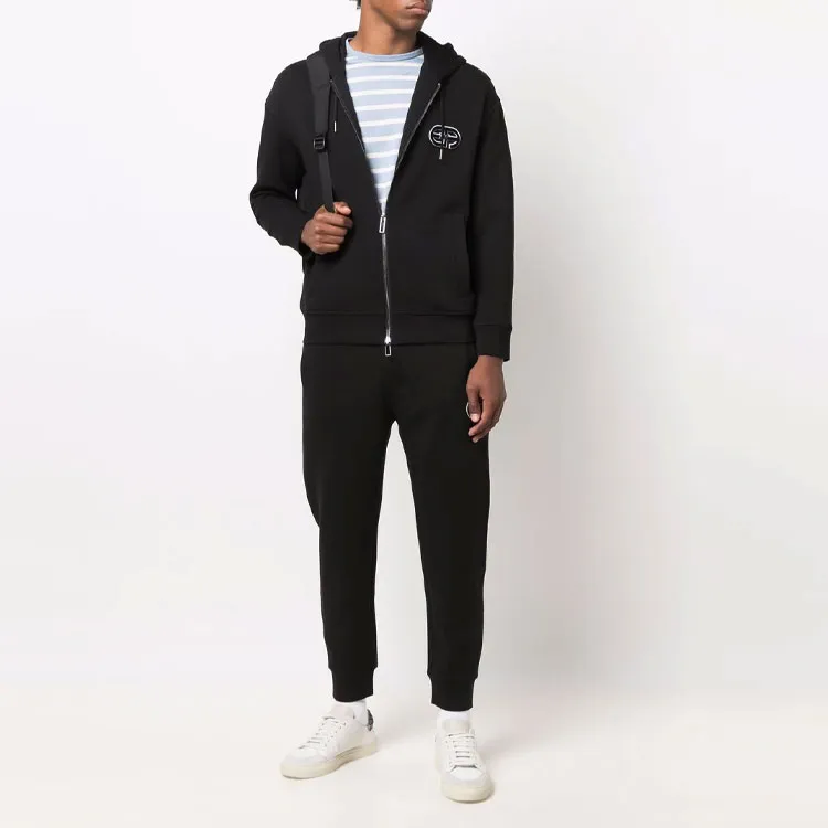 EMPORIO ARMANI Logo Patch Zip up Hoodie-1