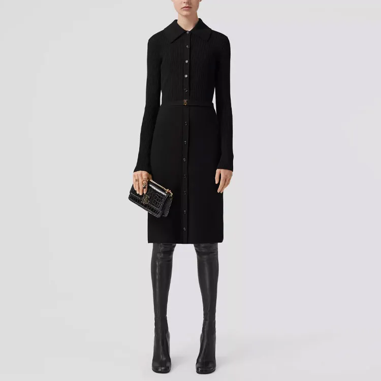 Burberry FW22 Long Sleeved Dress Women's Black-1