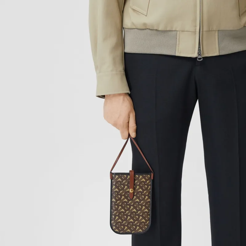 Burberry Monogram Print E Canvas Card And Phone Case With Strap Bridle Brown-5