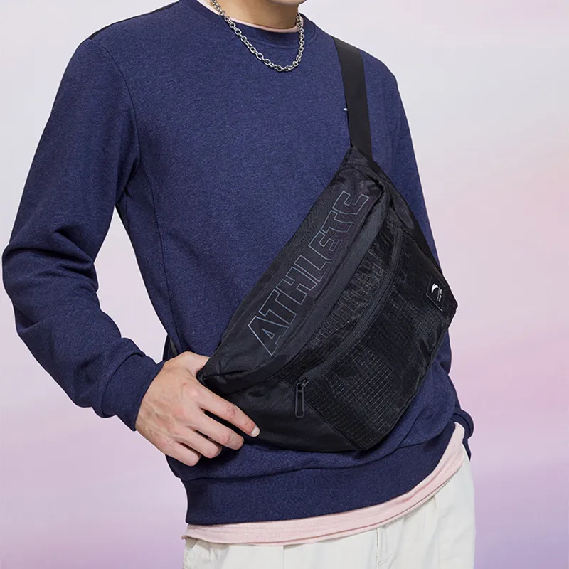 Anta Polyester Sling Bag, Fanny Pack Regular Unisex Black-3