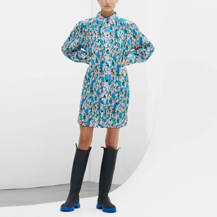 GANNI Long-Sleeved Dresses Women's Blue-2