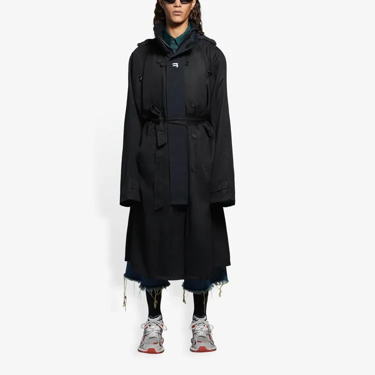 Balenciaga Trench Coats Women's Black-3