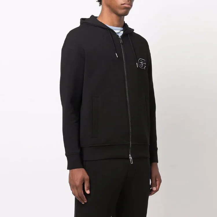 EMPORIO ARMANI Logo Patch Zip up Hoodie-3