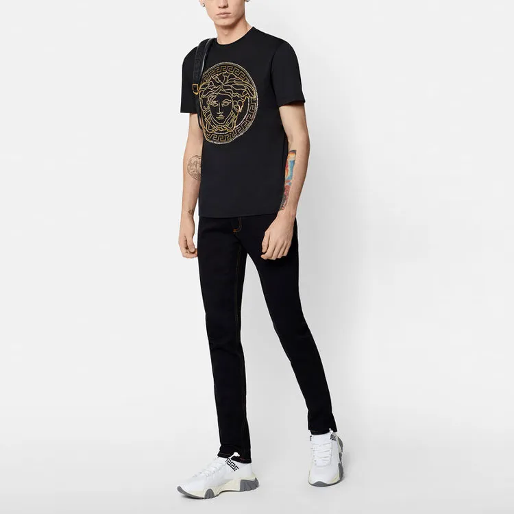VERSACE SS22 Men's Embellished Medusa Head T-shirt Black-2