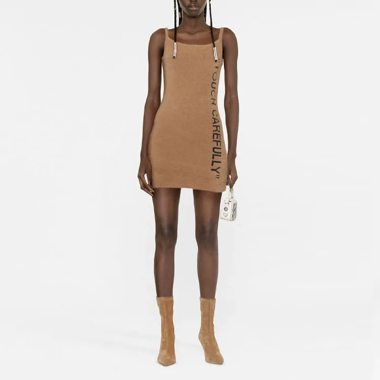 OFF WHITE Logo Detailed Sleeveless Dress-1