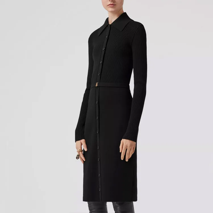 Burberry FW22 Long Sleeved Dress Women's Black-3