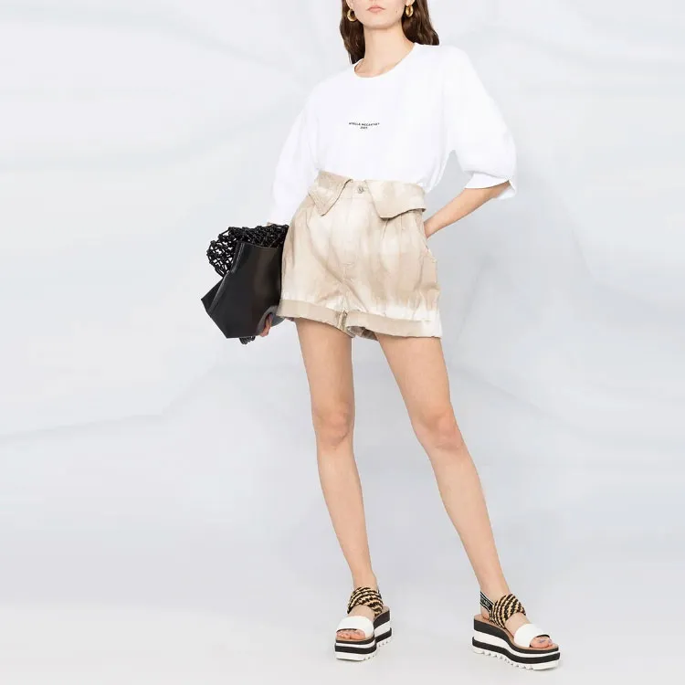 Stella McCartney Folded Waistband Denim Shorts-1
