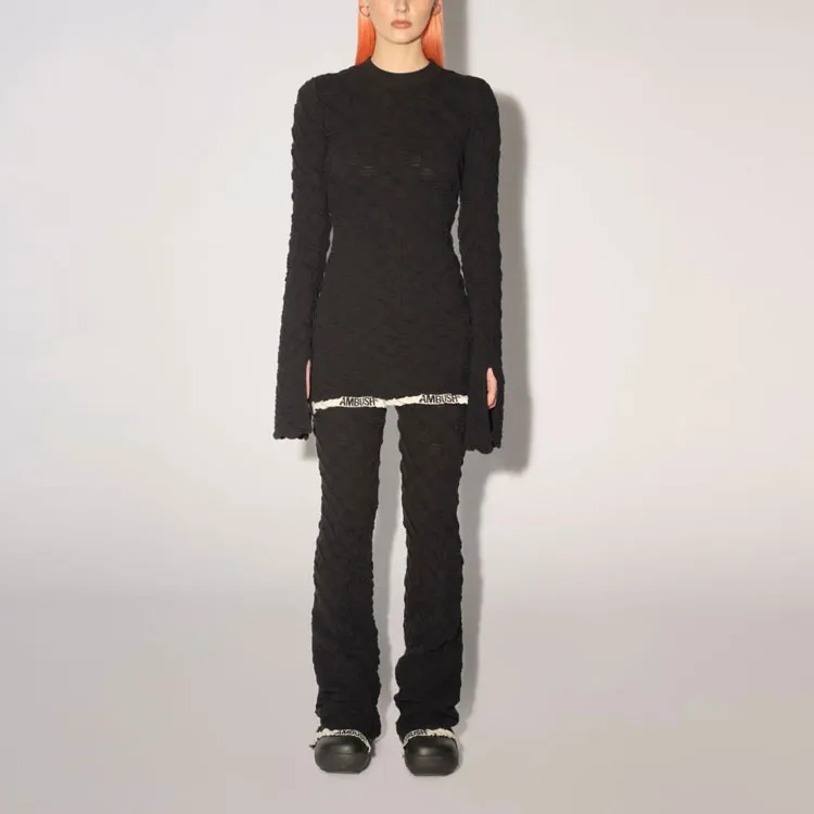 AMBUSH High-Waisted Monogram Flared Trousers-1
