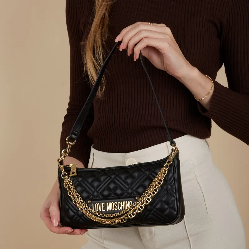 LOVE MOSCHINO Leather Handbag, Shoulder Bag Women's Black-4