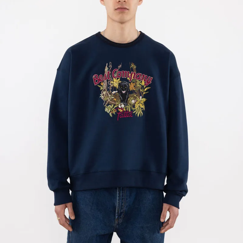 Patta X Best Company Co-branded Series Sweatshirts Unisex Dark Blue-2