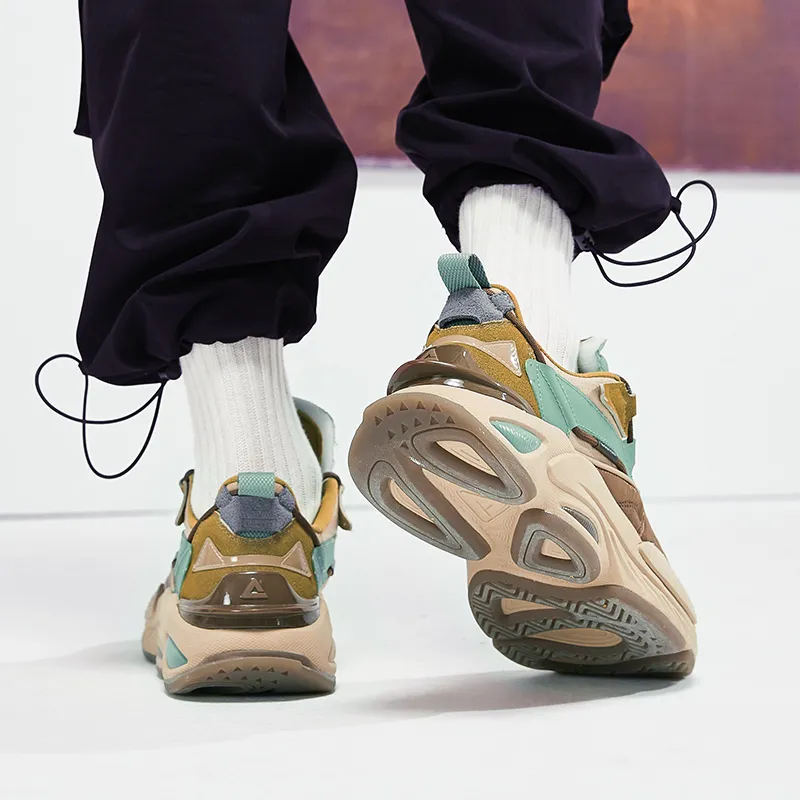 PEAK Attitude Extreme Series Chunky Sneakers Men Low Top Mud Sand Yellow/Gray Olive-7
