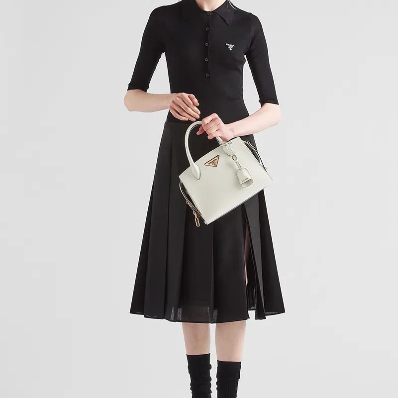 PRADA Smooth Leather Tote Bag Shopping Bag Shoulder Bag Crossbody Bag Handbag Mini Women's White-6