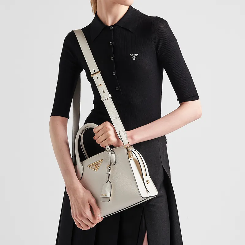 PRADA Smooth Leather Tote Bag Shopping Bag Shoulder Bag Crossbody Bag Handbag Mini Women's White-7