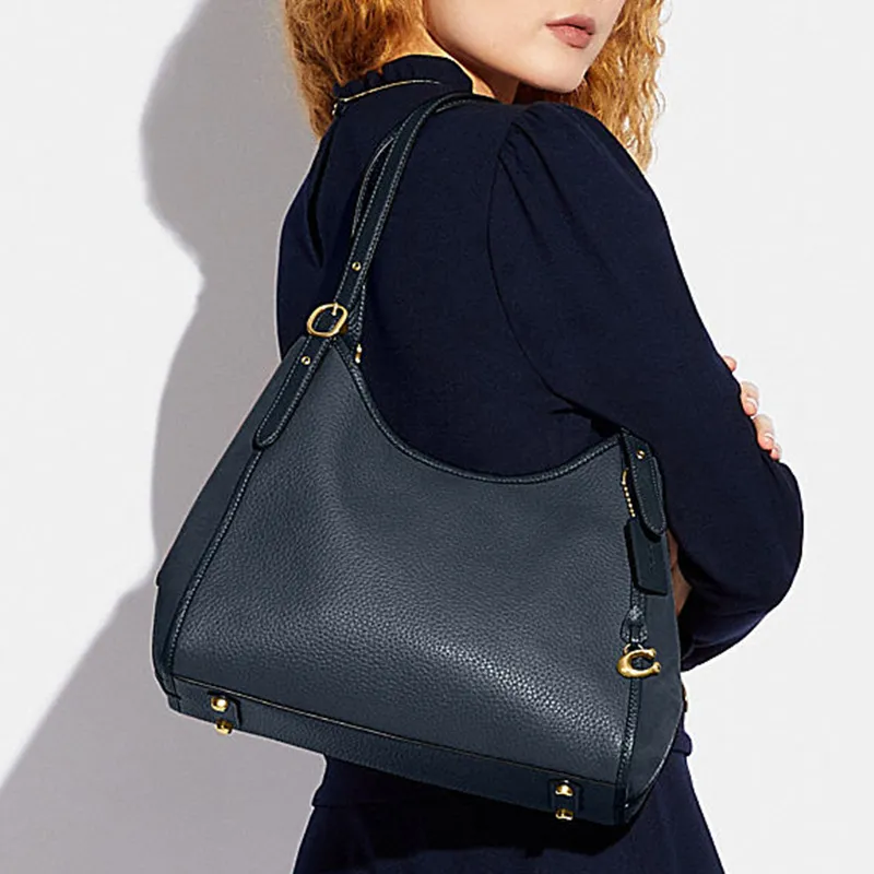 COACH Lori Cow Leather Shoulder Bag, Handbag, Shoulder Bag Tubas Women's Midnight Blue-4