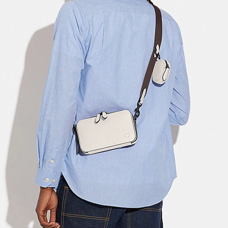 COACH Charter Cow Leather Shoulder Bag, Crossbody Bag Trumpets Unisex White-1