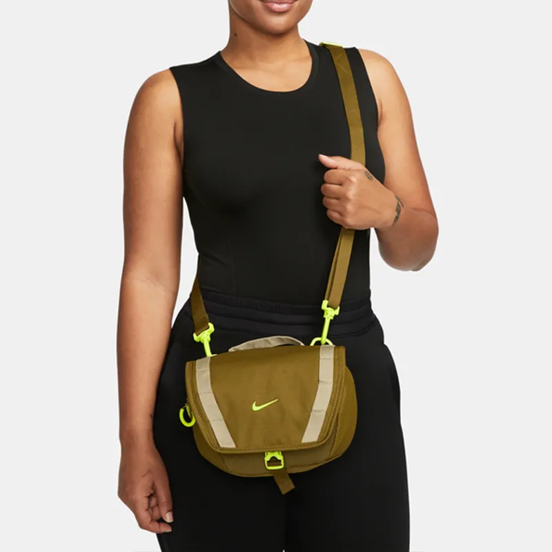 Nike Fabric One Shoulder Crossbody Fanny Pack Regular Unisex Olive Green-6