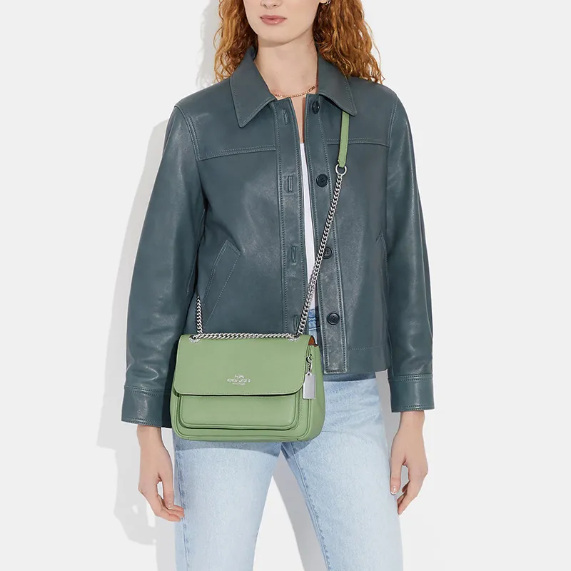 COACH Klare Leather Envelope Bag Shoulder Bag Crossbody Bag Medium Size Women's Grass Green-3
