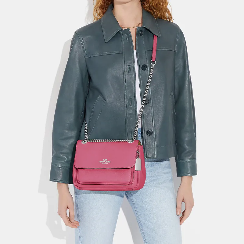 COACH Klare Leather Envelope Bag Shoulder Bag Crossbody Bag Medium Size Women's Rose Pink-3