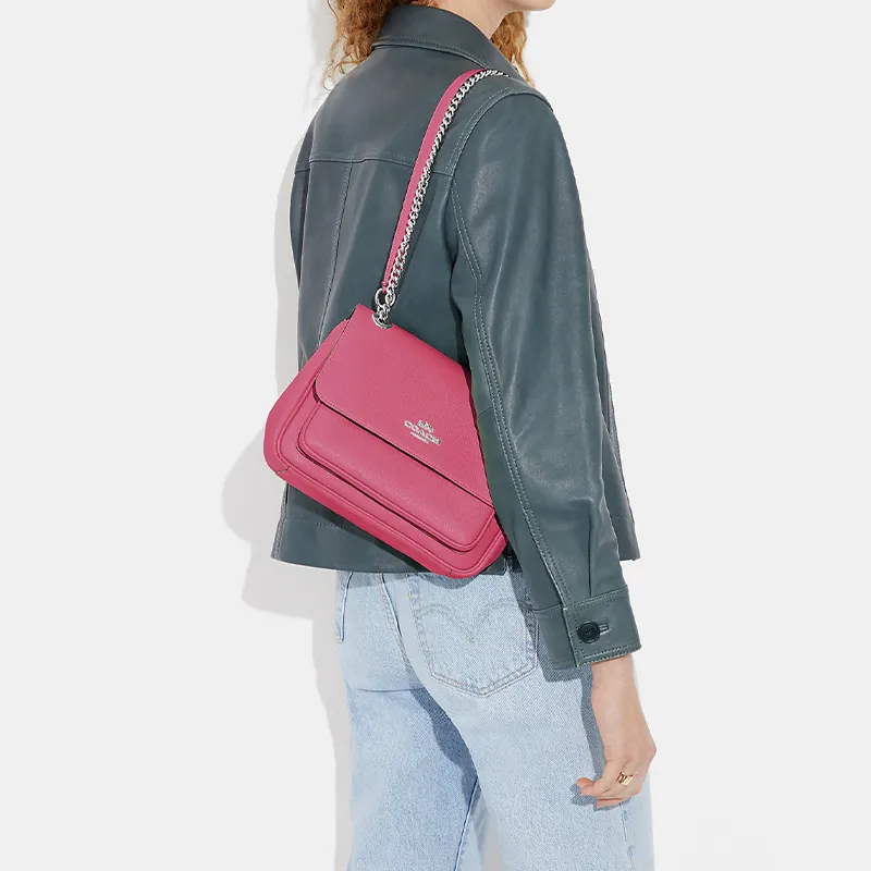 COACH Klare Leather Envelope Bag Shoulder Bag Crossbody Bag Medium Size Women's Rose Pink-4