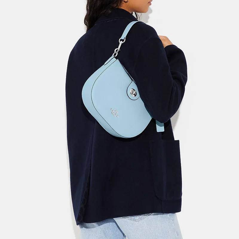 COACH Leather Crescent Bag Crossbody Bag Shoulder Bag Women's Sky Blue-3