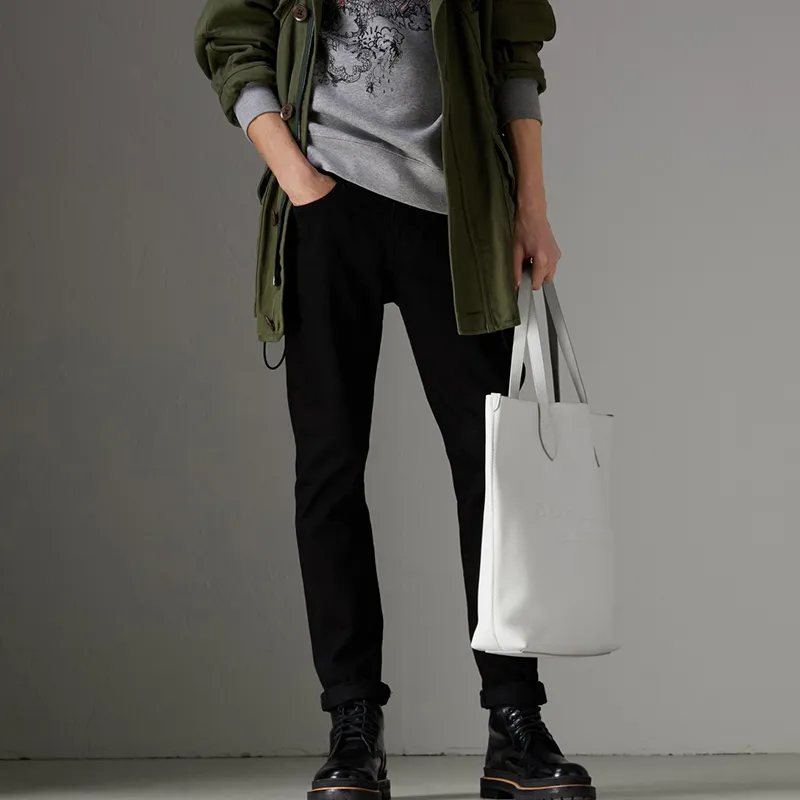 Burberry Cow Leather Tote Bag Shopping Bag Shoulder Bags Handbags Women's White-4