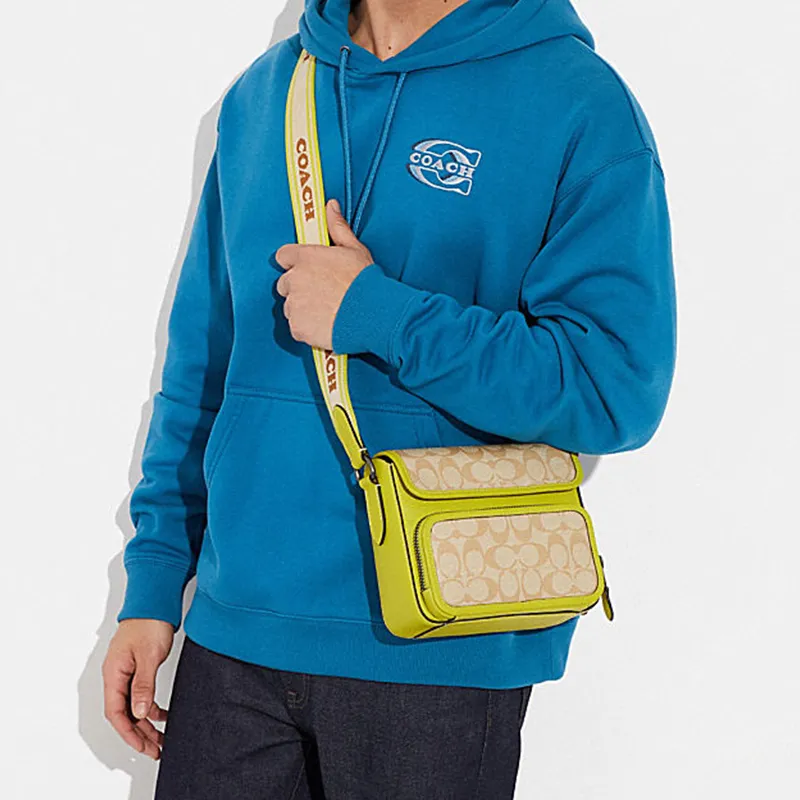 COACH Sullivan Canvas Multifunctional Shoulder Bag Crossbody Bag Regular Men's Lemon & Khaki-3