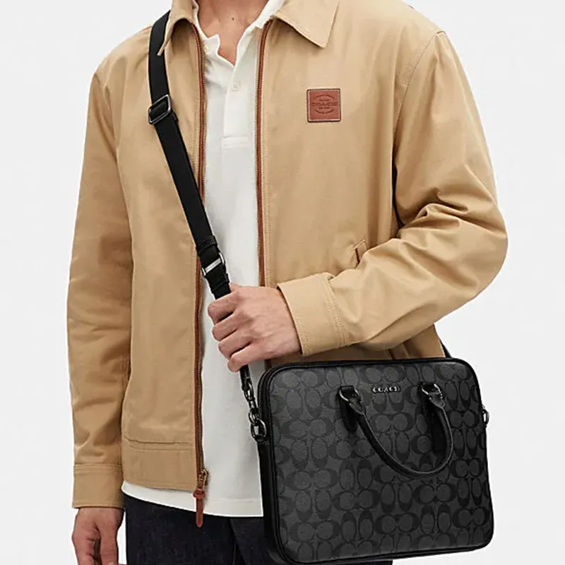 COACH PVC Briefcases Handbags Men's Black-4