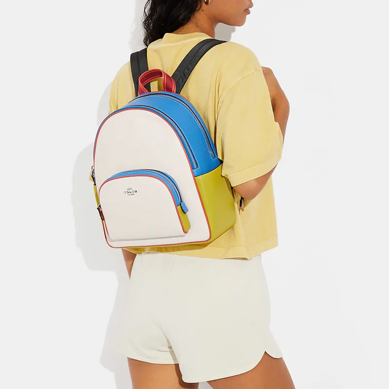 COACH Court Leather Backpack Regular Women's White-3