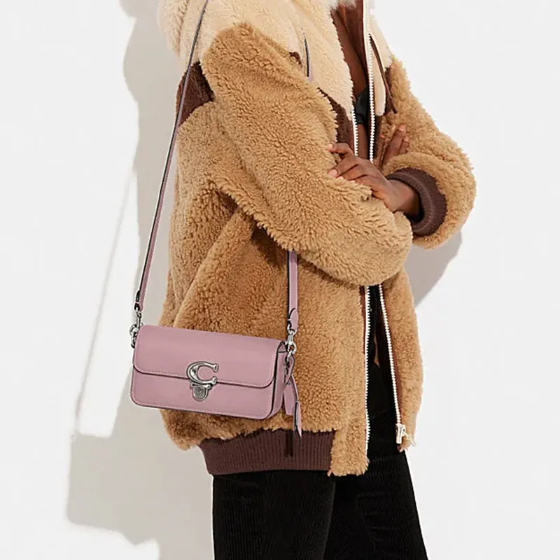 COACH Studio Cow Leather Baguette Bag Handbag, Shoulder Bag Women's Purple-4