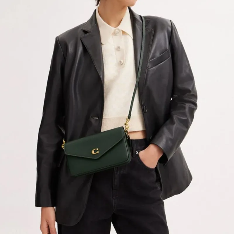 COACH Wyn Leather Envelope Bag Shoulder Bag Crossbody Bag Small Size Women's Amazon Green-3