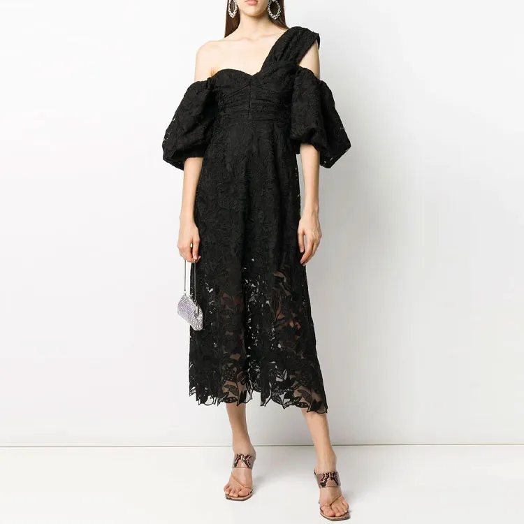 Self portrait Short Sleeved Dresses Women's Black-3