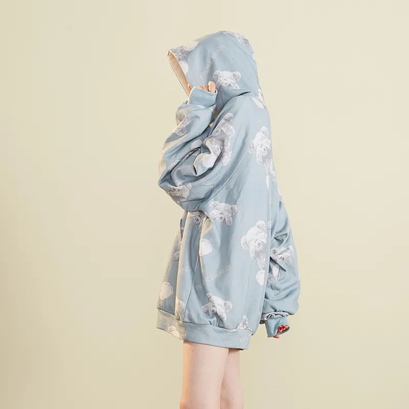 FRLMK Hooded Loose Fit Regular Sweatshirt Unisex Blue-3
