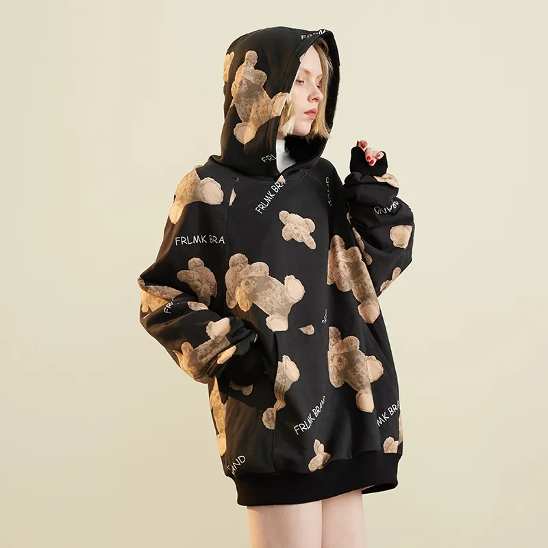 FRLMK Hooded Loose Fit Regular Sweatshirt Unisex Black-3
