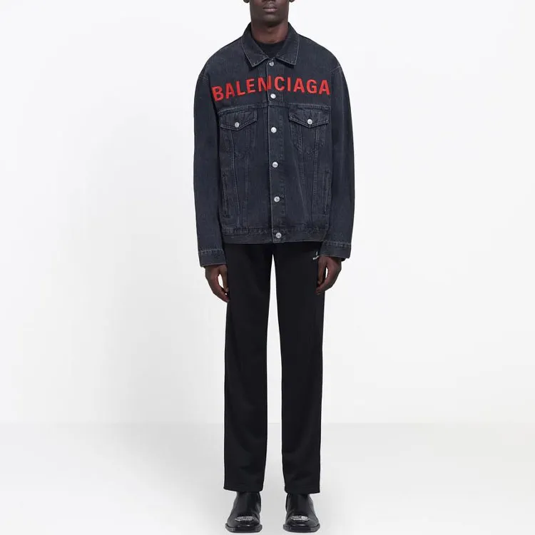 Balenciaga Denim Jacket Regular Fit Men's Black-3