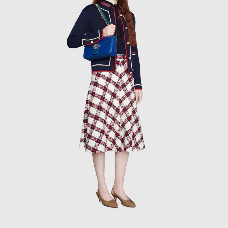 GUCCI GG Marmont Quilting Leather Shoulder Bag Crossbody Bag Small Size Women's Blue/Sapphire Green-8
