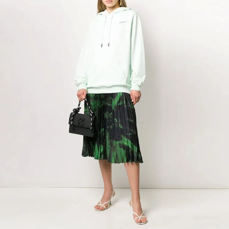 OFF WHITE Brushstroke Plisse Skirt Black/Green-3
