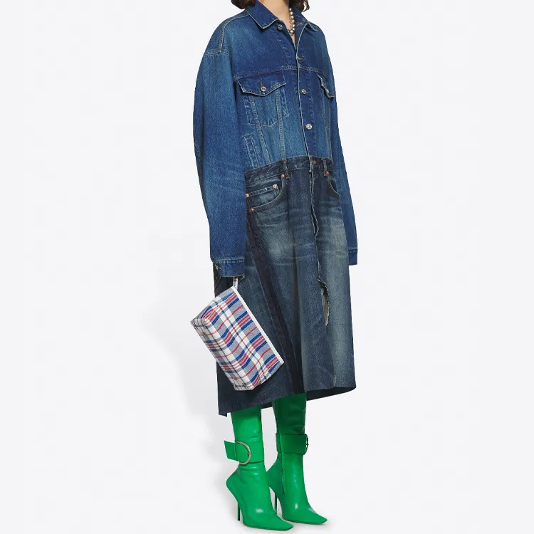 Balenciaga Calfskin Clutch Small Size Unisex Blue/Red-4
