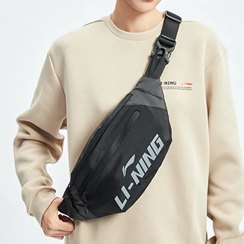 LiNing Training Series Polyester Sports Bag Shoulder Bag Crossbody Bag Fanny Pack Regular Unisex Black-4