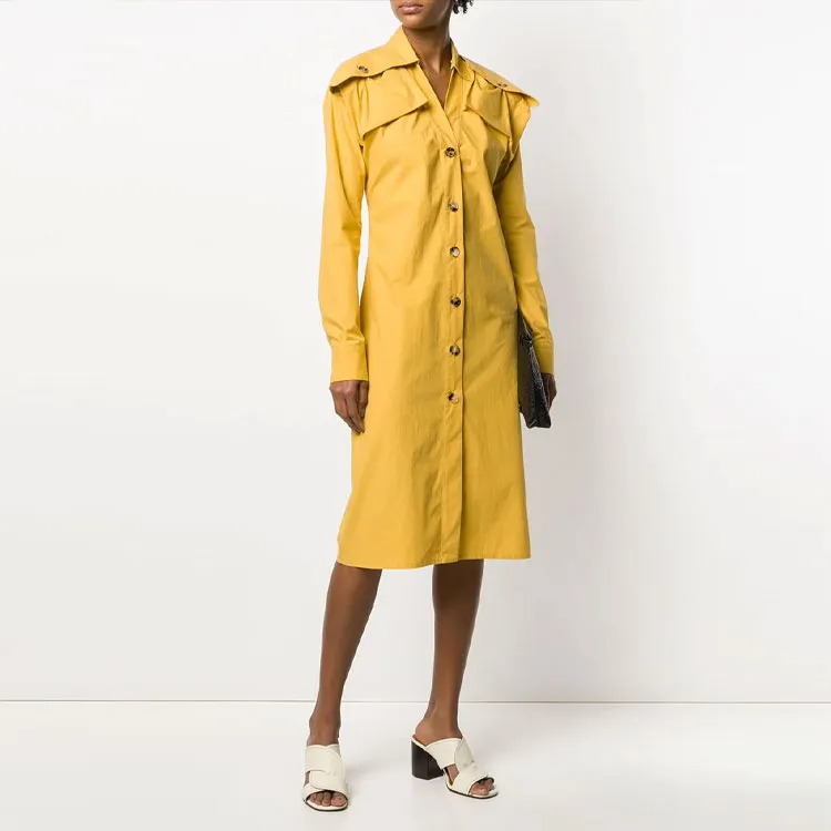 Bottega Veneta Long Sleeved Dresses Women's Yellow-1