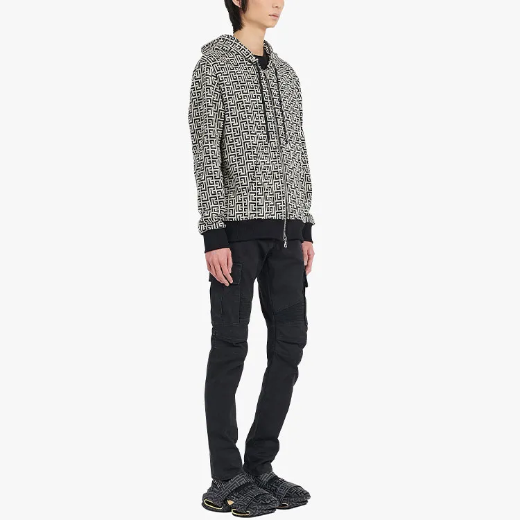 BALMAIN Monogram Printed Zip-Up Hoodie-2