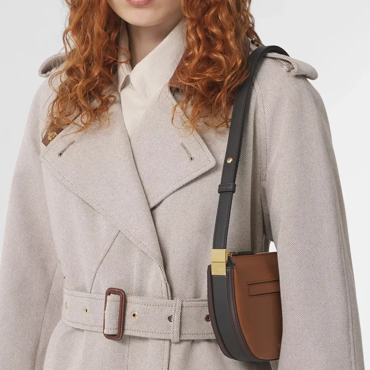 Burberry Olympia Leather Shoulder Bag Crescent Bag Handbag Shoulder Bag Crossbody Bag Small Size Women's Brown-5
