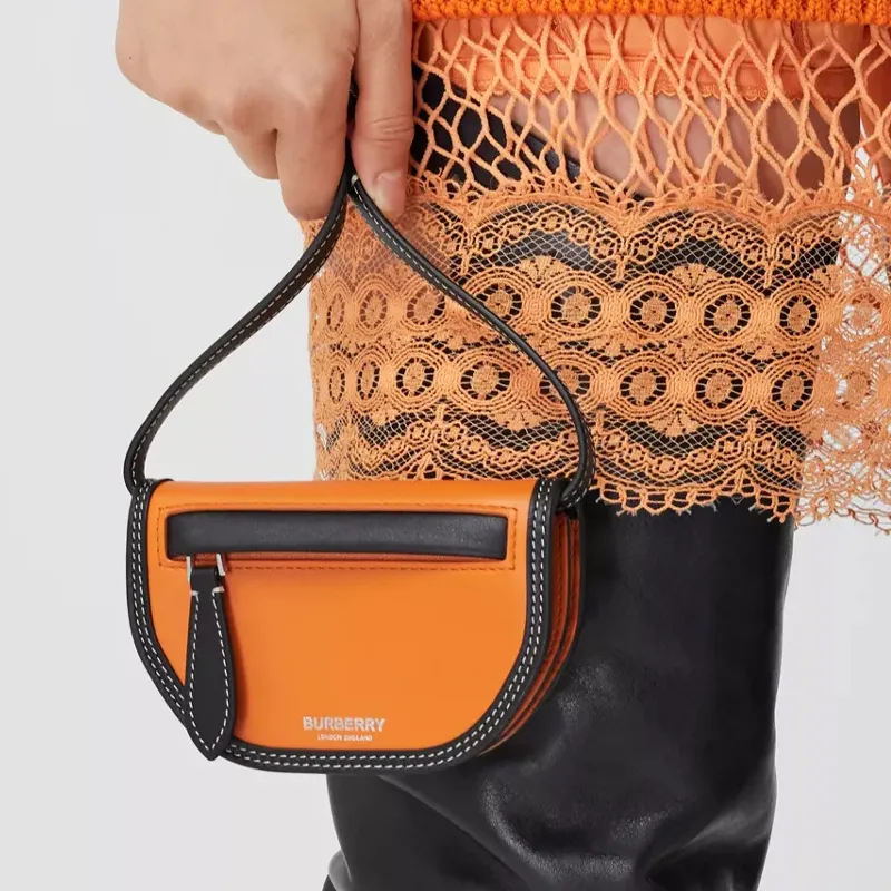 Burberry Cow Leather Arlia Crescent Bag Handbag, Shoulder Bag, Crossbody Bag Card Holder Unisex Deep Orange-8
