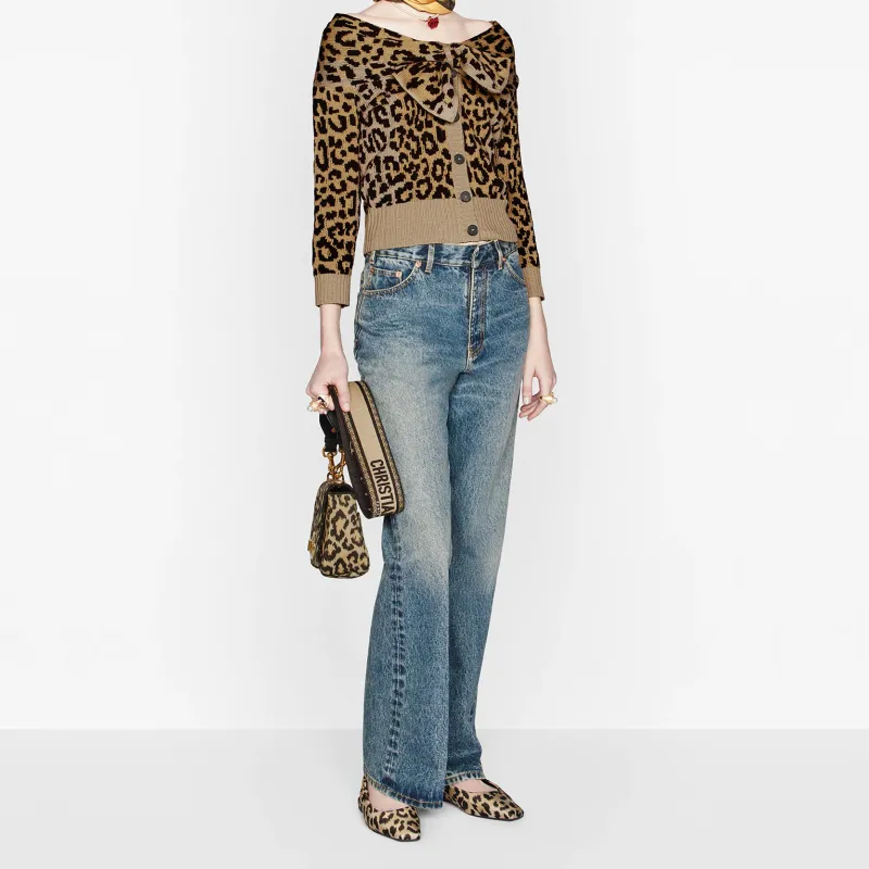 DIOR Caro Embroidery Shoulder Bag Crossbody Bag Medium Size Women's Multicolor Beige-7