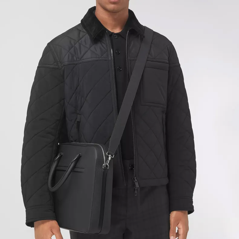 Burberry Olympia Leather Portable One Shoulder Crossbody Briefcases Men's-6